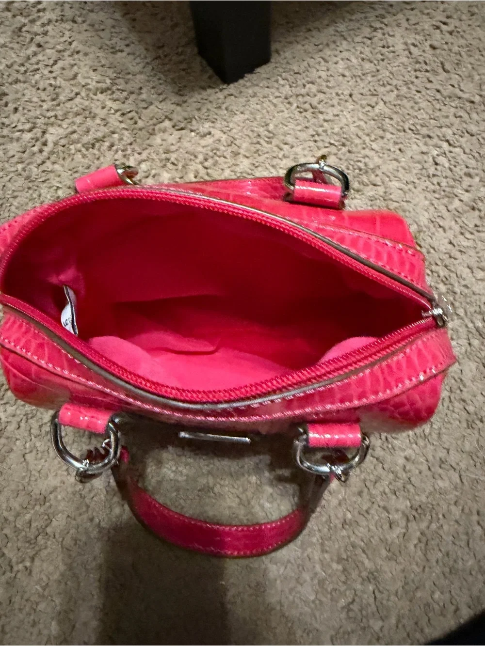 Liz Claiborne Hot Pink Croc-Embossed Satchel